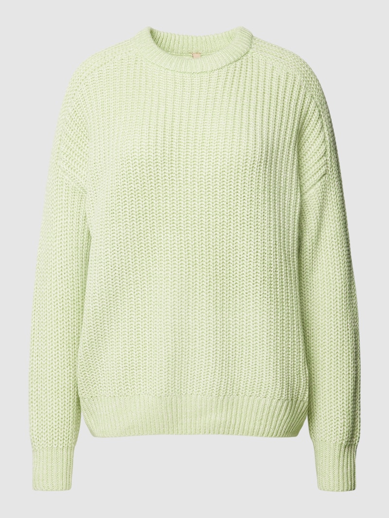 Strickpullover mit Rundhalsausschnitt Modell 'Remone' in hellgrün meliert