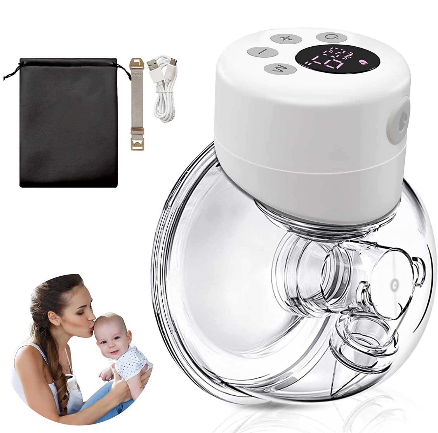 iceagle Elektrische Milchpumpe Milchpumpe Elektrisch 2 Modi & 9 Stufen, Ultra Leise Wiederaufladbare, Fassungsvermögen von 180 ml