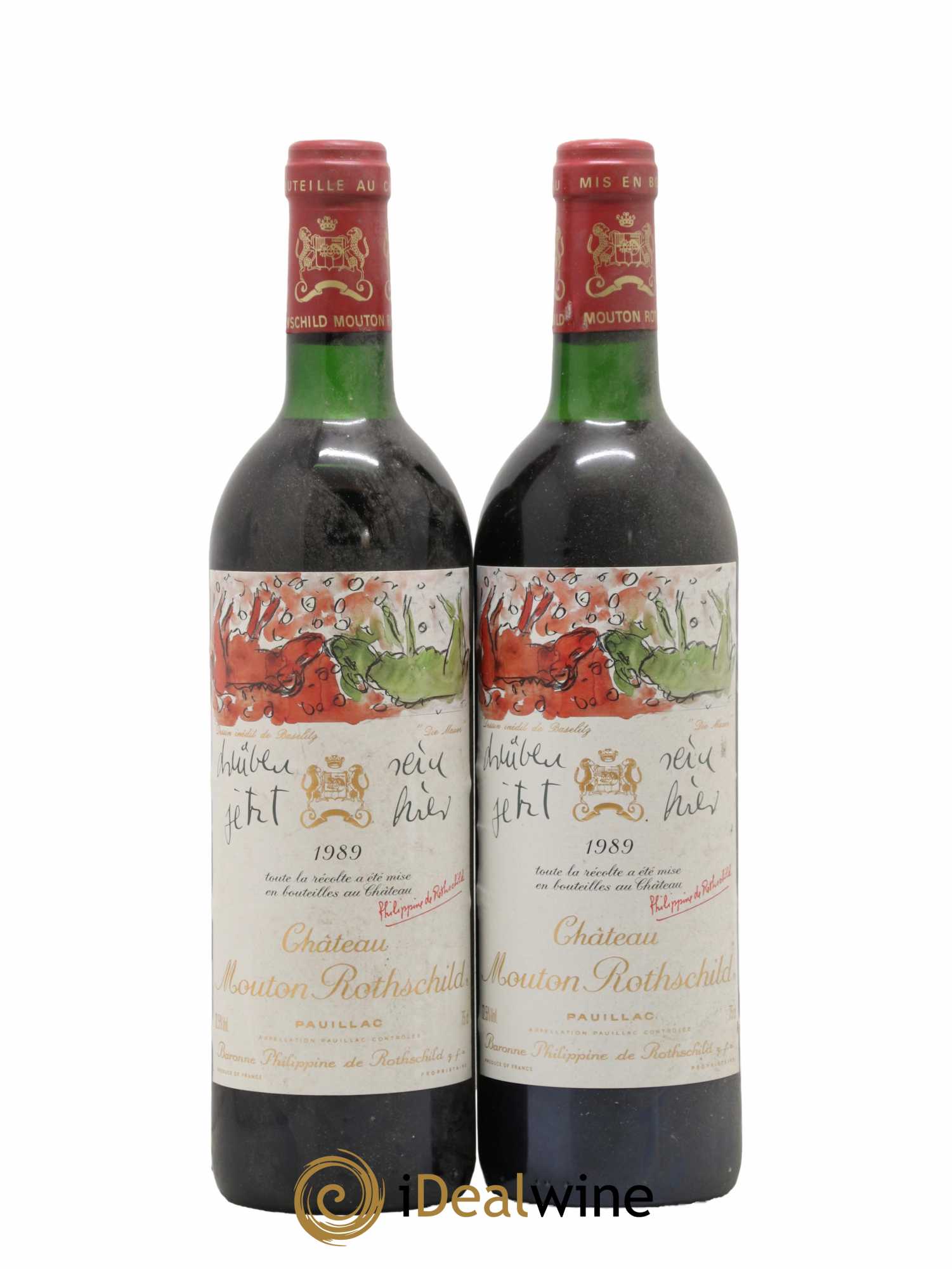 Château Mouton Rothschild 1er Grand Cru Classé  1989 - Lot de 2 Bouteilles