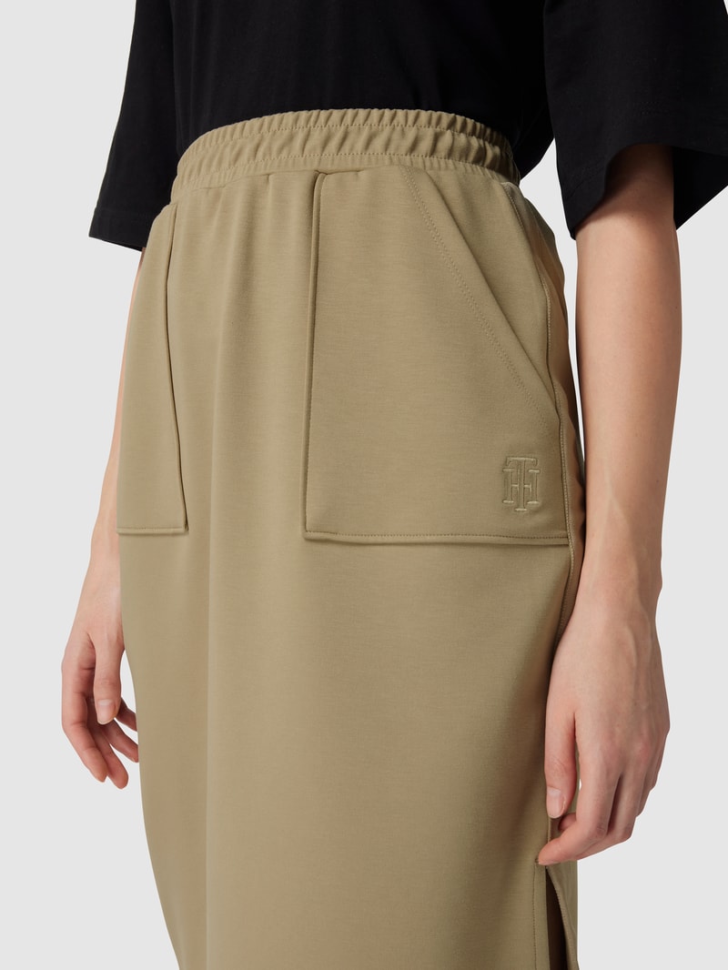 Midirock mit Label-Stitching in beige