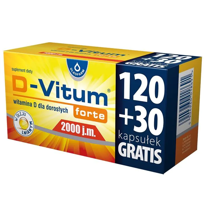 D-Vitum Forte 2000 TV, vitaminas D suaugusiems, kapsulės