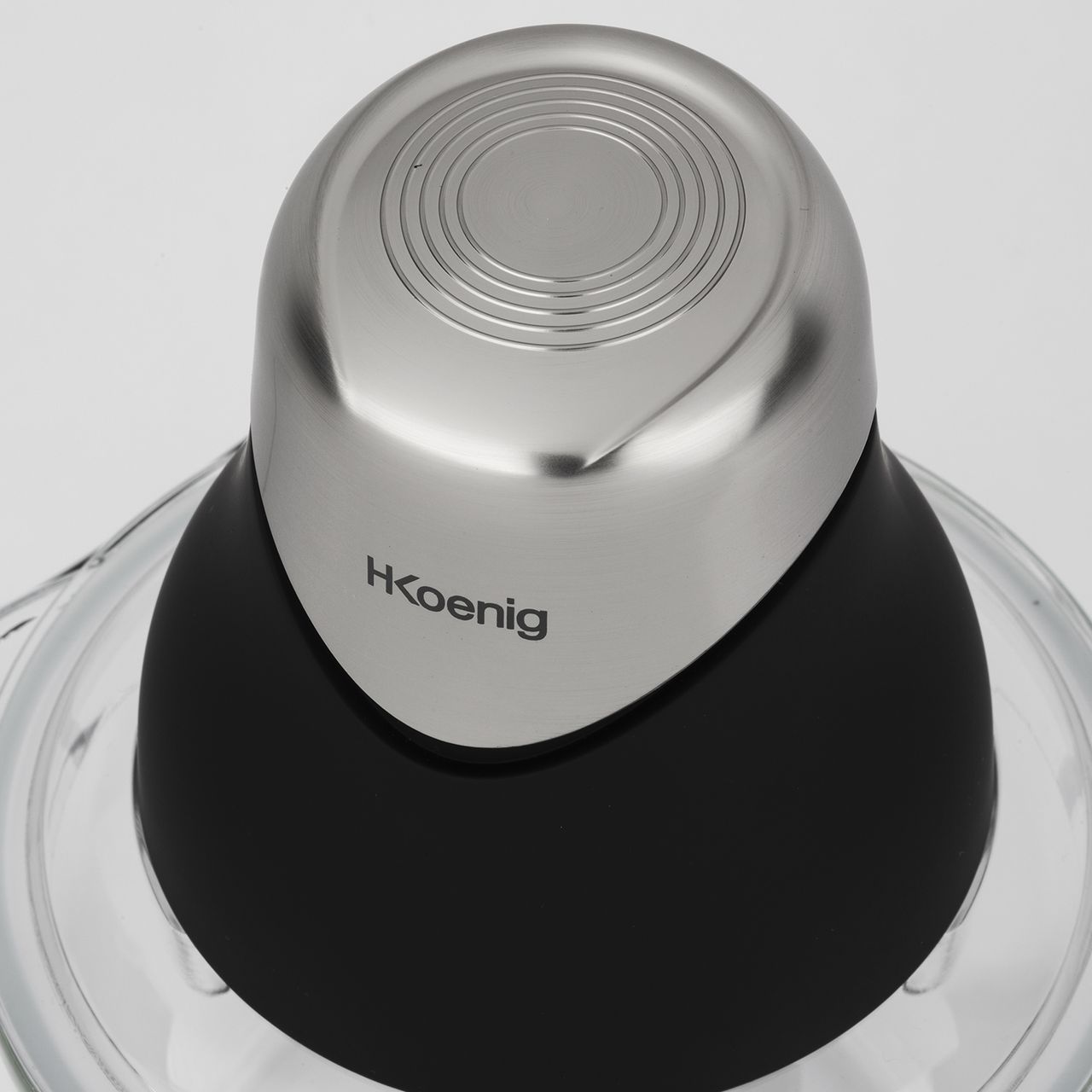 H.Koenig Multi-Zerkleinerer LEO9 für Gemüse, Zwiebeln und Nüsse, elektrisch, Edelstahlklingen, 1x Glasschale, einfache Handhabung, Deckel für Frischehaltung,Schwarz