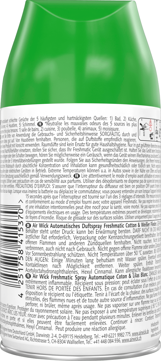 Lufterfrischer Freshmatic Cotton & Weißer Flieder Nachfüllpack, 250 ml
