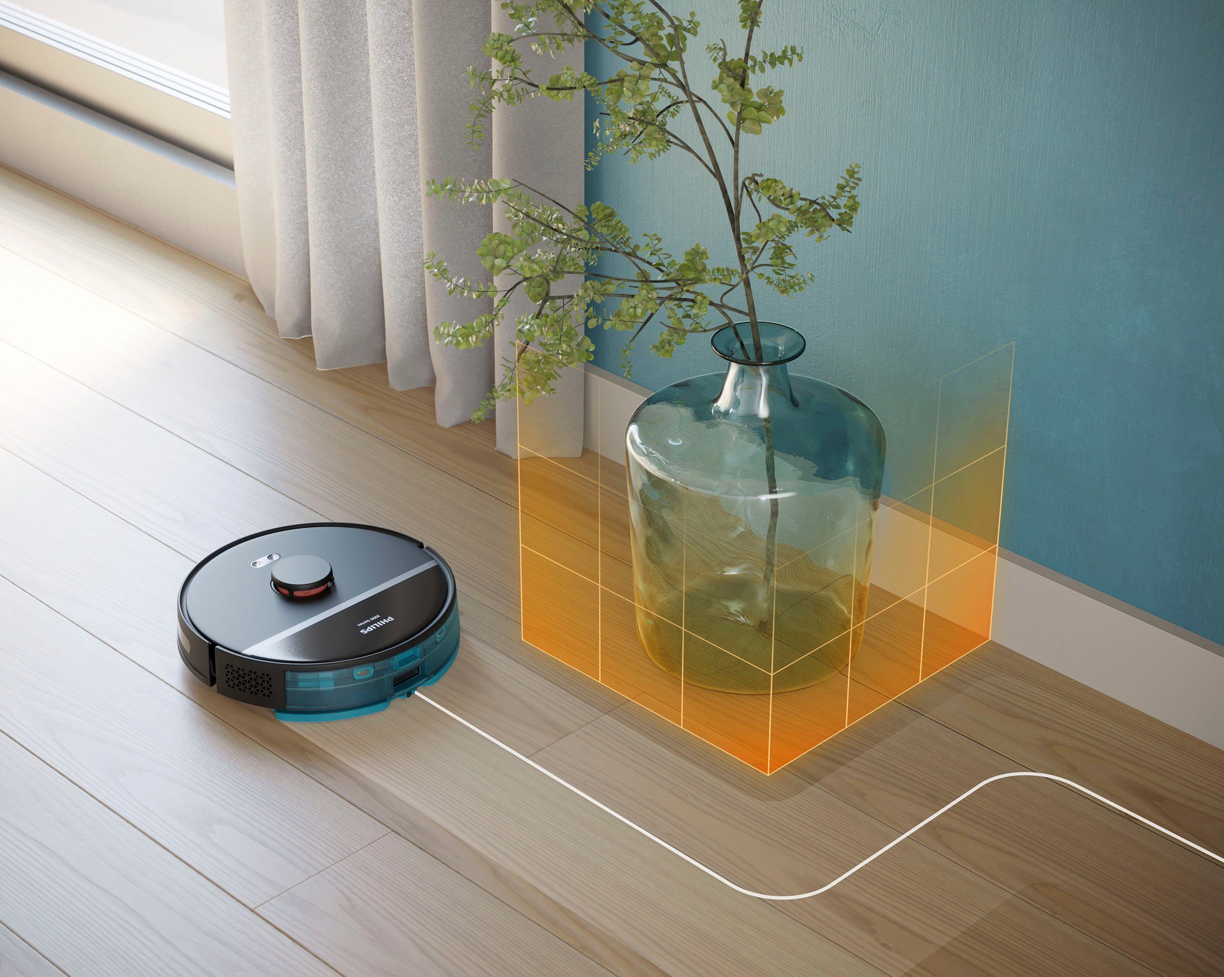 Philips Saugroboter XU3000/01, 230 min Akkulaufzeit, Teppichfunktion, 360° Lasernavigation und Wischfunktion