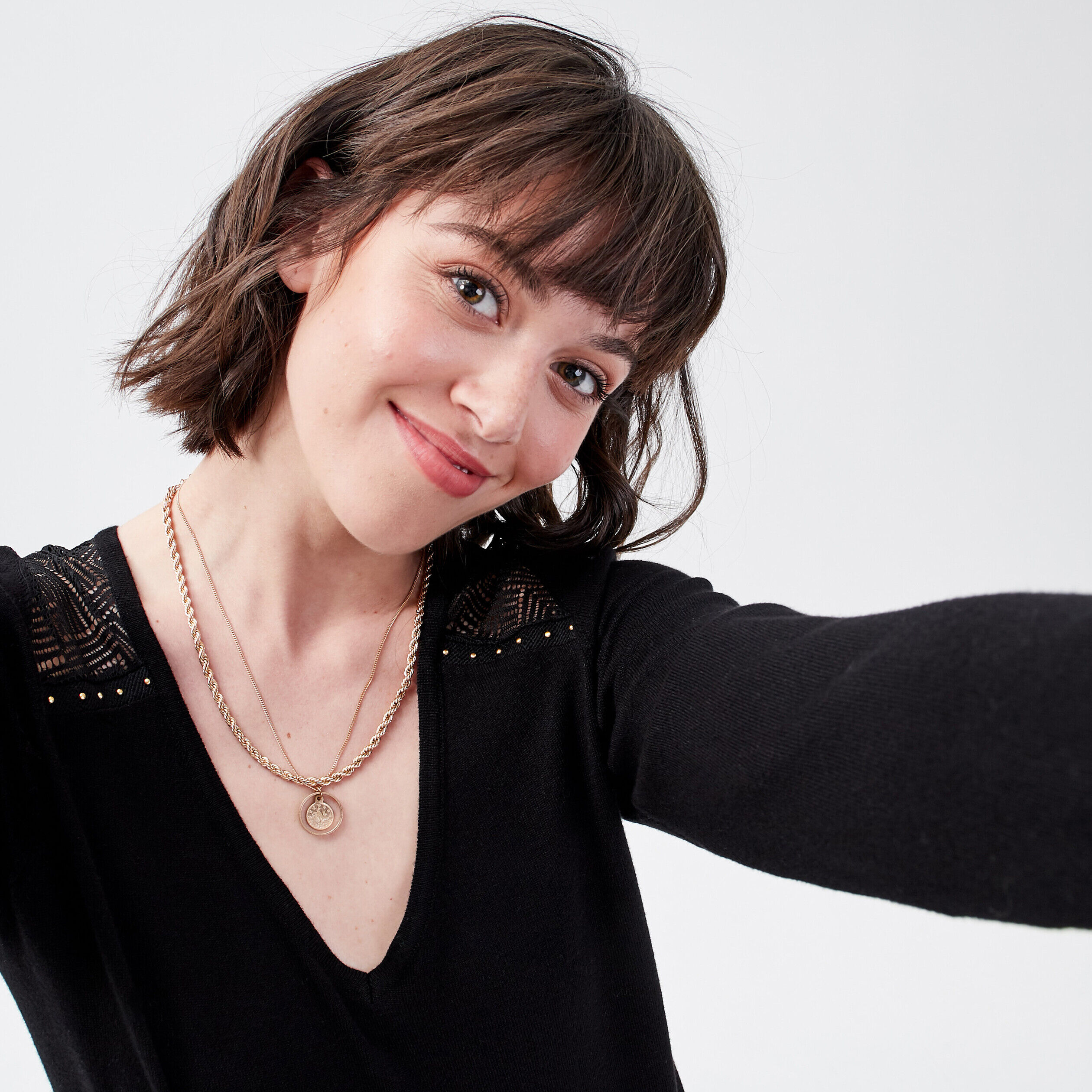 Pull avec dentelle noir femme | Cache Cache
