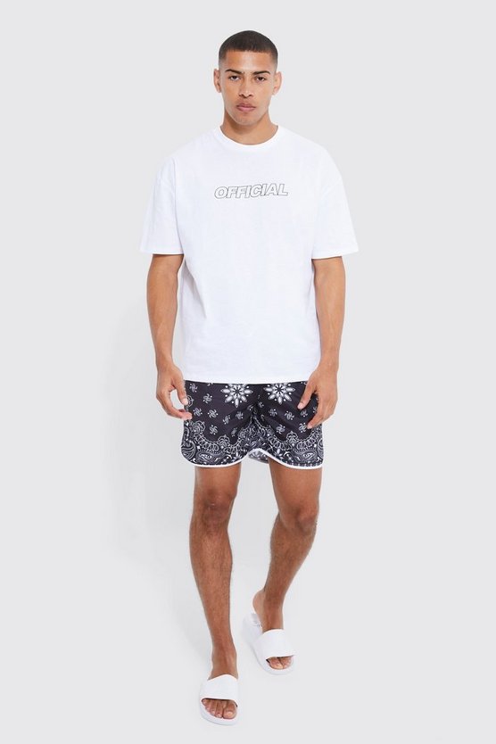 Oversize Official T-Shirt & Badehose mit Bandana-Print