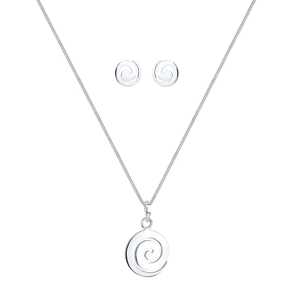 Elli Elli Ensemble de Bijoux Femmes Spirale Pendentif Set Clous d'oreilles Moderne en  Bijoux