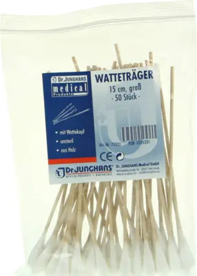 WATTESTÄBCHEN Holz 15 cm großer Kopf  50 St