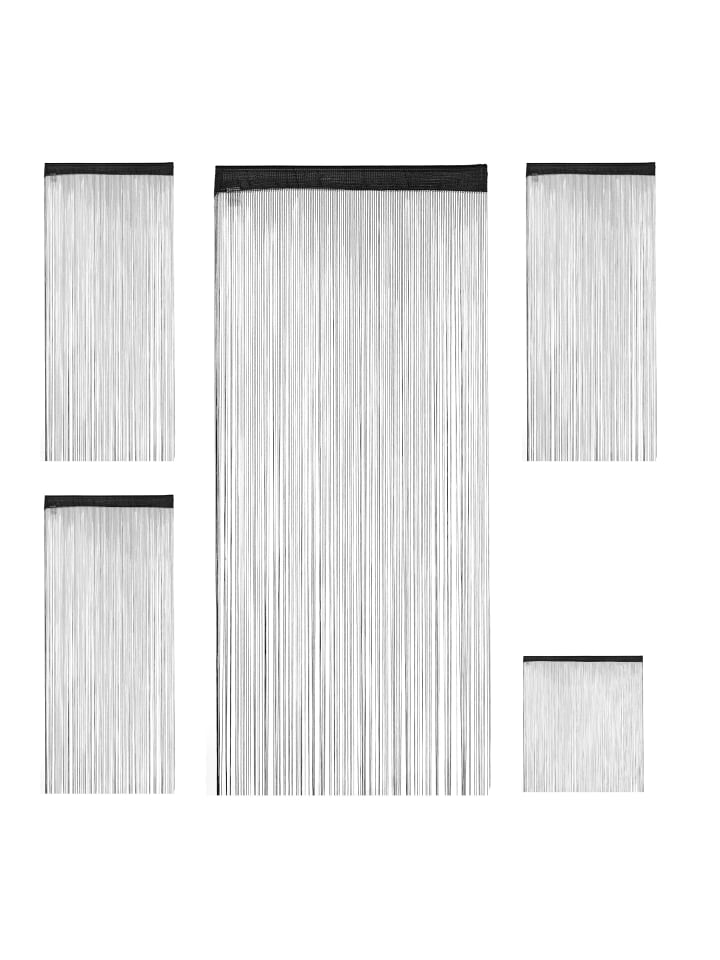 relaxdays 4x Fadenvorhang in Schwarz - (L)245 x (B)90 cm günstig kaufen onesize