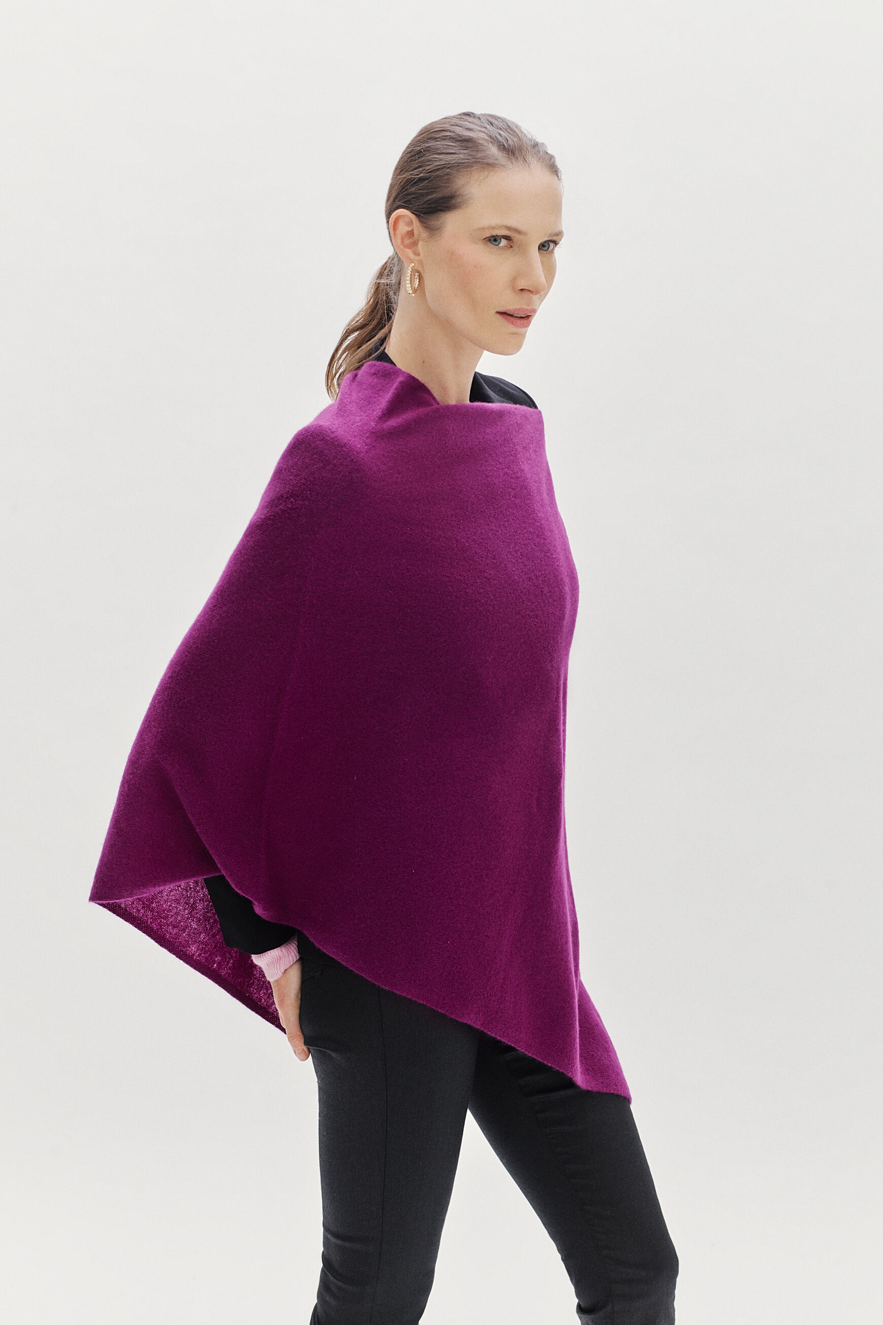poncho baltimore 100% cachemire prune femme
