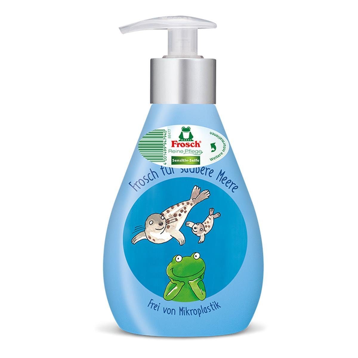 FROSCH Handseife Frosch Reine Pflege Sensitiv-Seife 300ml - Blaue Designflasche (1er Pa