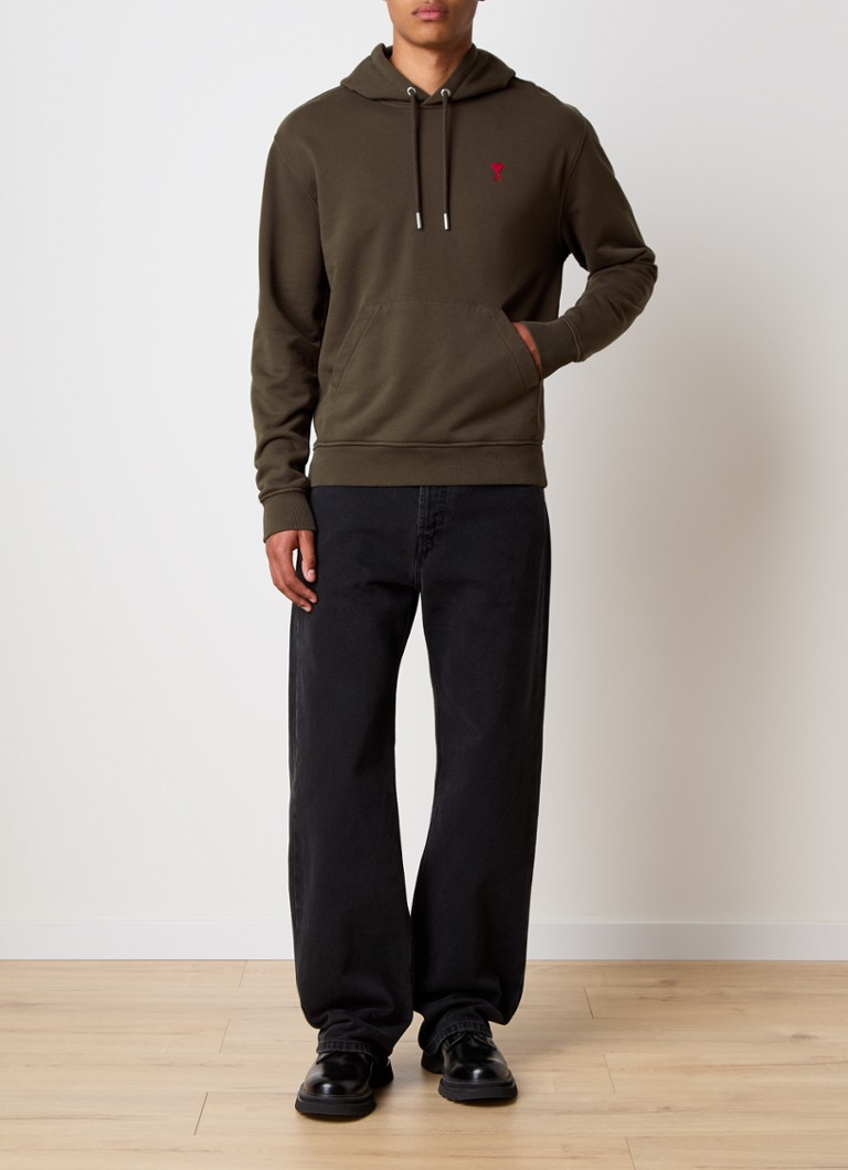 Felpa con cappuccio in cotone biologico AMI Paris con logo