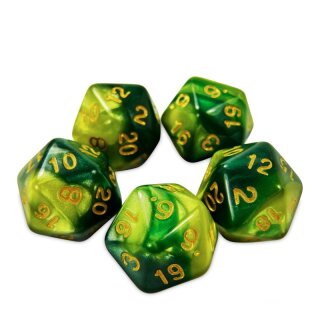 Spielwürfel W20 - Grün Marmor W6 20 mm (5)