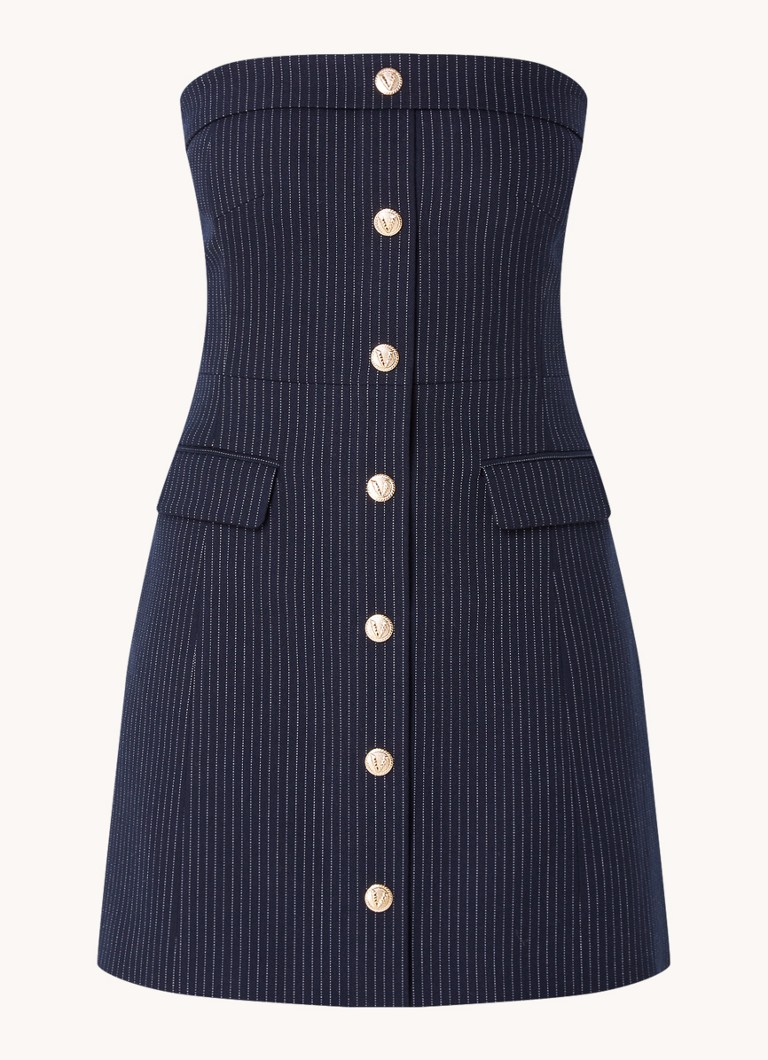 Robe bustier mini Laylee de JOSH V, à fines rayures et boutons décoratifs