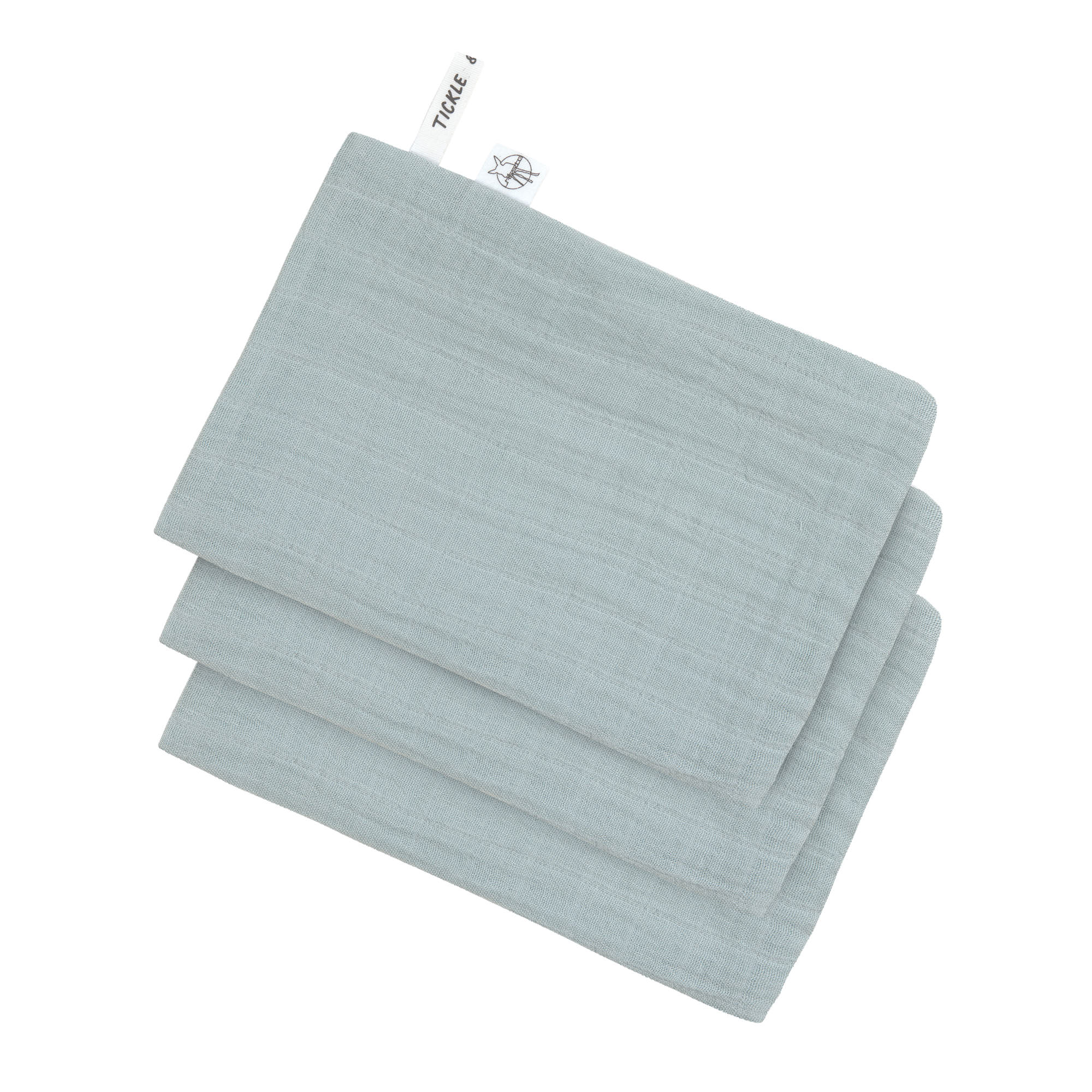 Mull Waschlappen Baby 3er Set, Hellblau