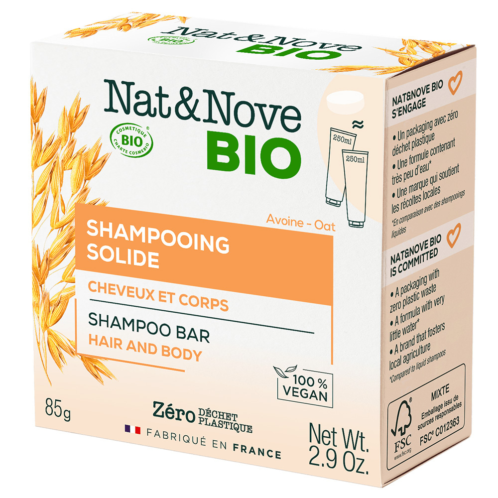 Nat & Nove Bio NAT&NOVE BIO Shampooing Solide  Certifié Bio Cheveux et Corps 85g SHAMPOOING solide certifié BIO
