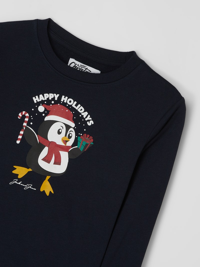 Sweatshirt mit Print Modell 'Jortoon' in marineblau