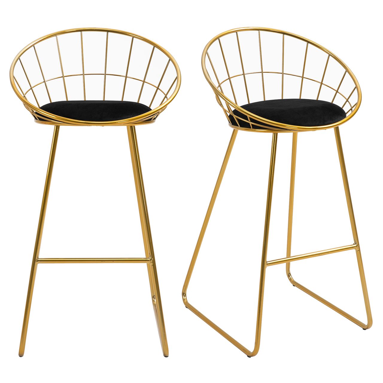 HOMCOM 2er-Set Barhocker mit Rückenlehne Bistrohocker Barstuhl Metall Gold