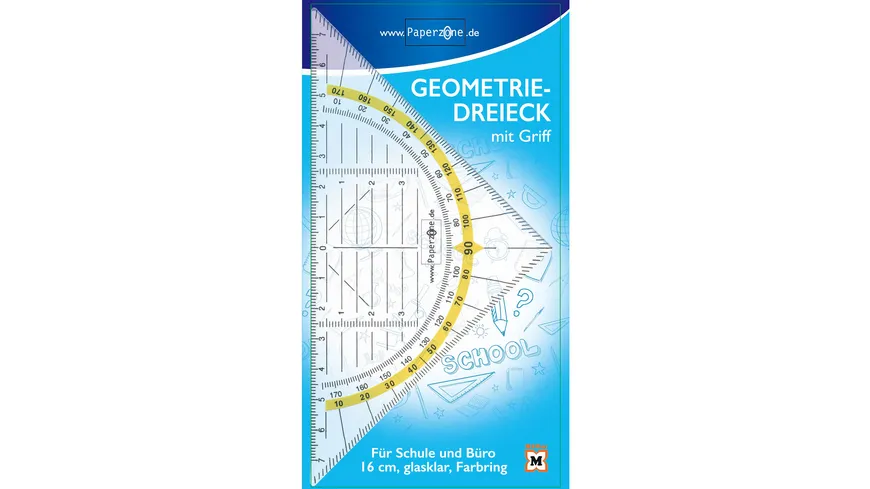 PAPERZONE Geodreieck mit Griff 16cm