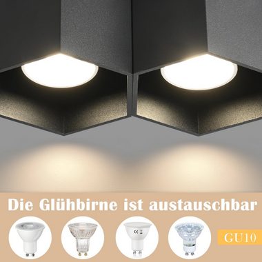 ZMH LED Deckenstrahler LED Deckenspots Aufbauspot - GU10 Deckenleuchte 2 Flammig, ohne Leuchtmittel, Aufbaustrahler Modern Design Spotleuchte für Küche Wohnzimmer, Schwarz