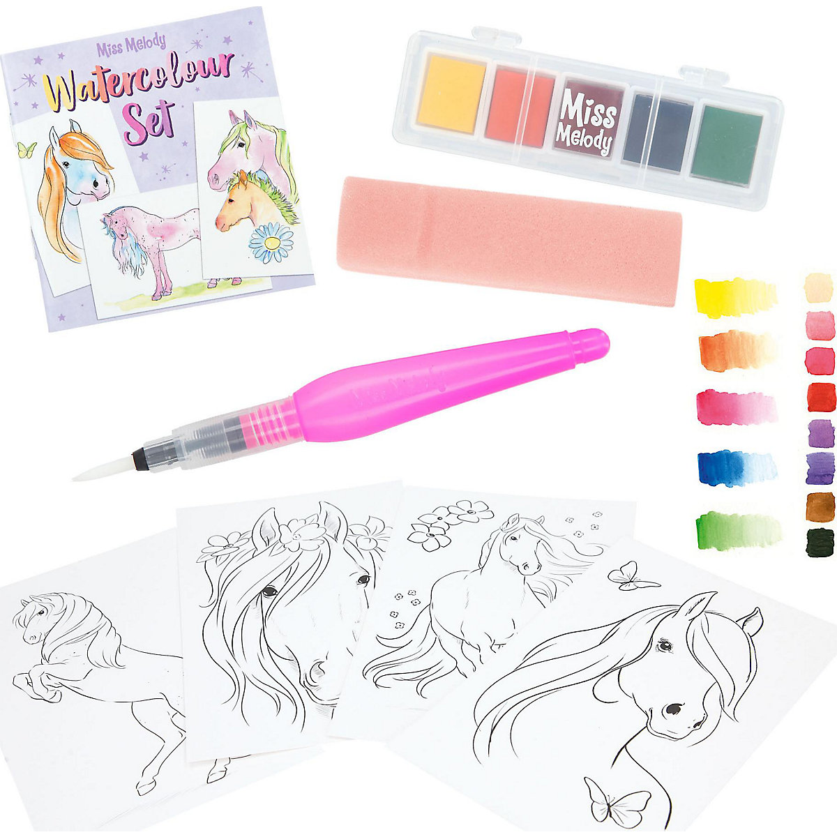 Miss Melody Water Colour Set, inkl. Farben, Pinsel & Schwamm