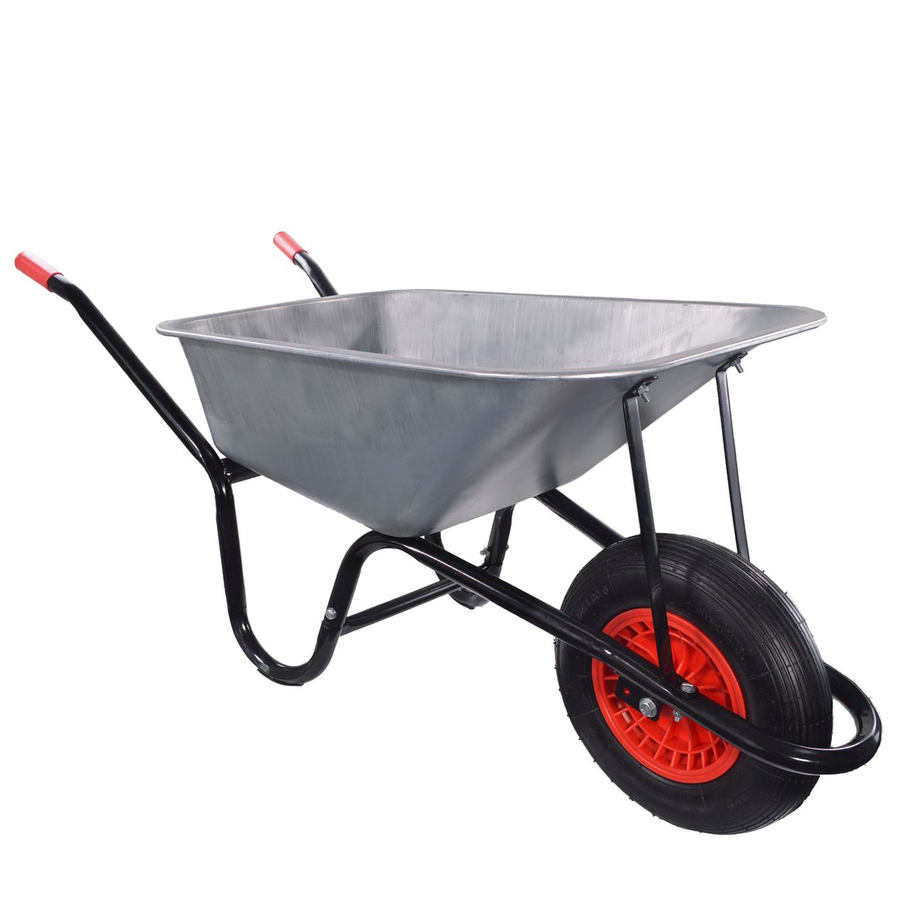TroniTechnik GARMIO® Schubkarre 85 Liter bis 160 kg Garten Bauschubkarre, Gummi-Luftreifen mit Felge - verzinkt