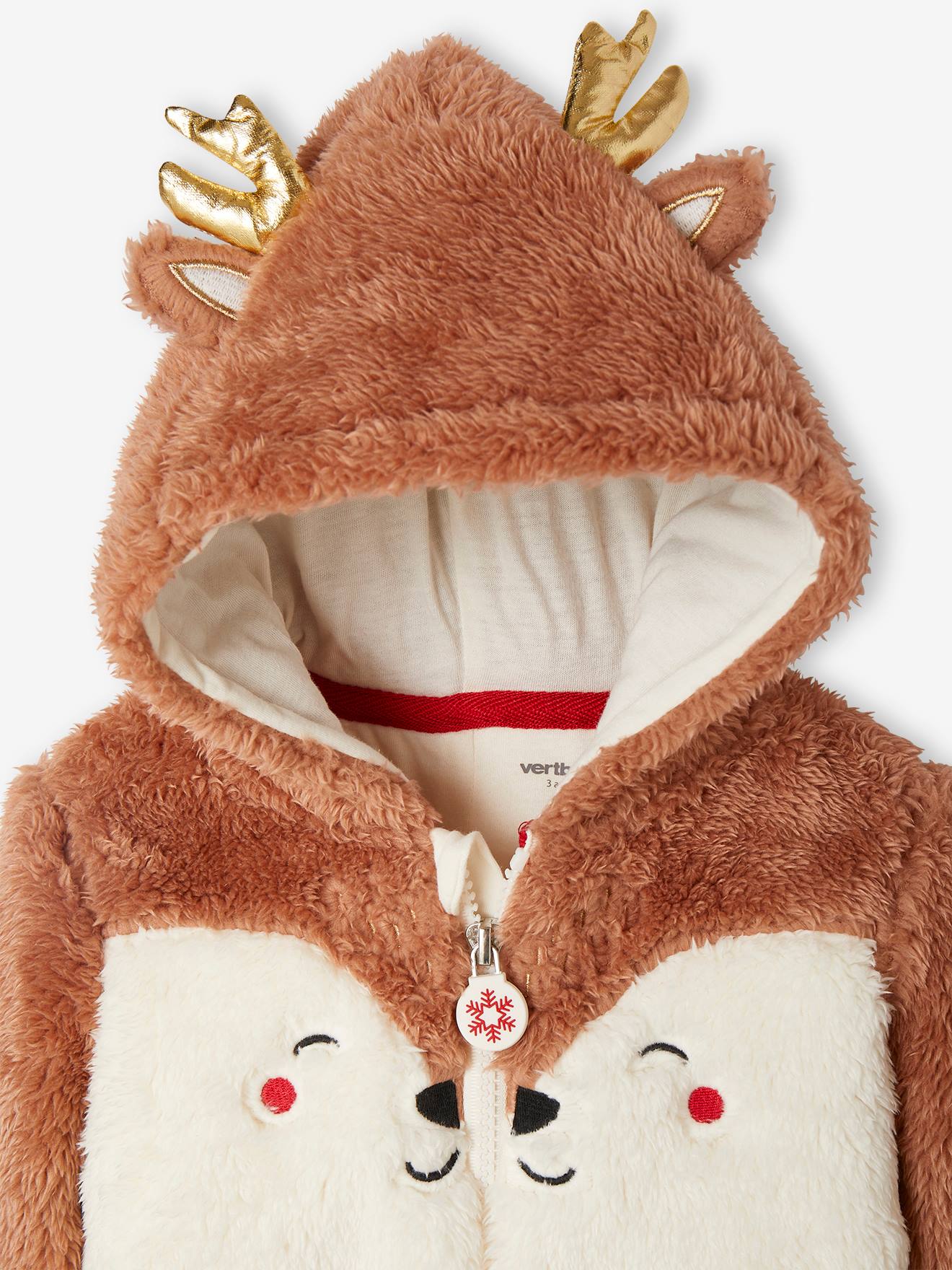 Vertbaudet Weihnachtlicher Baby Plüsch-Overall, Rentier - pekannüsse