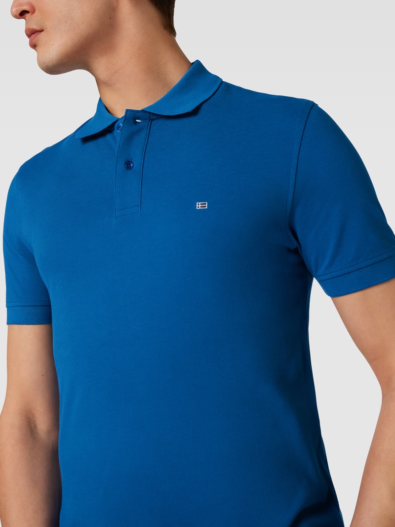 Poloshirt mit Label-Stitching in royalblau