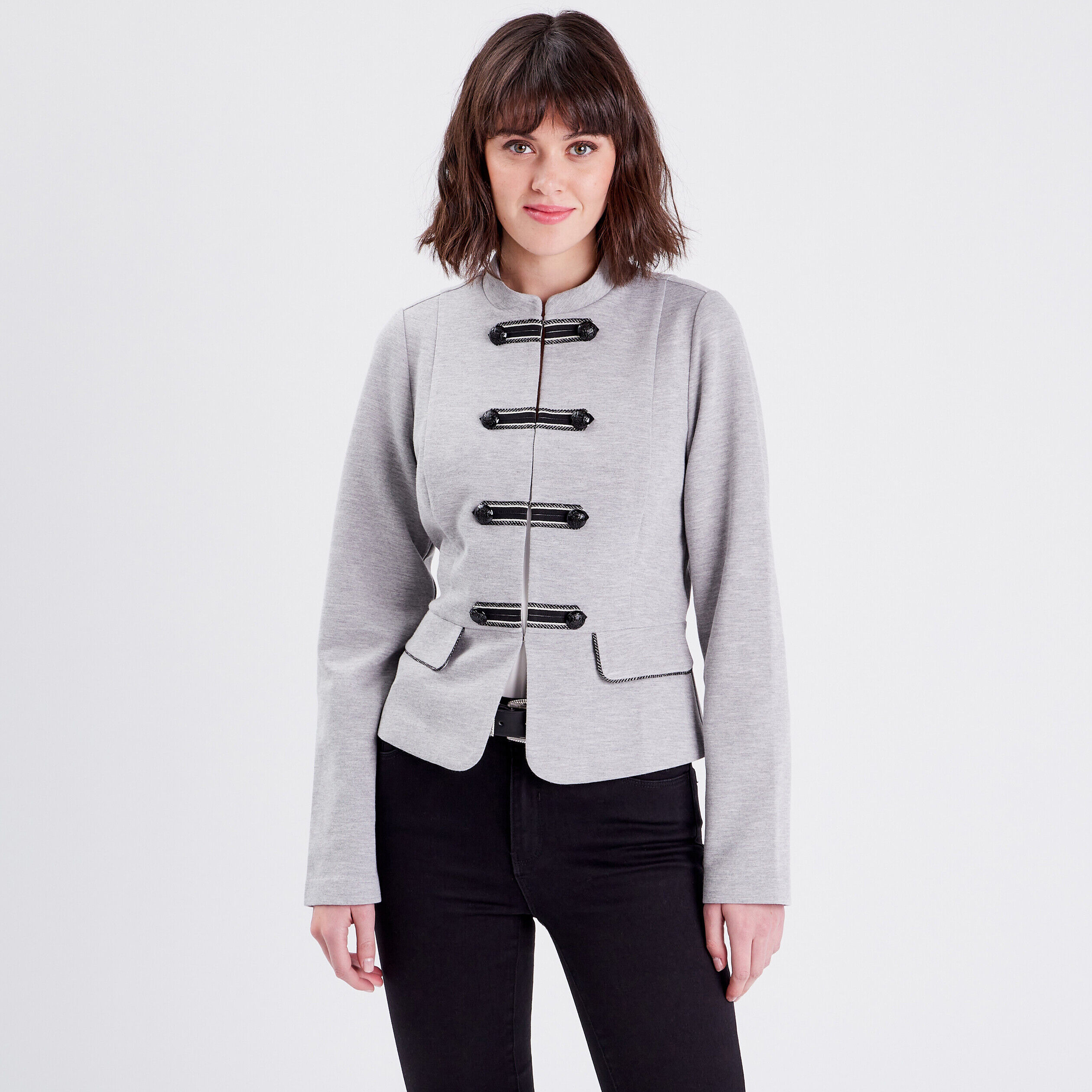 Veste cintrée avec boutons gris clair femme | Cache Cache
