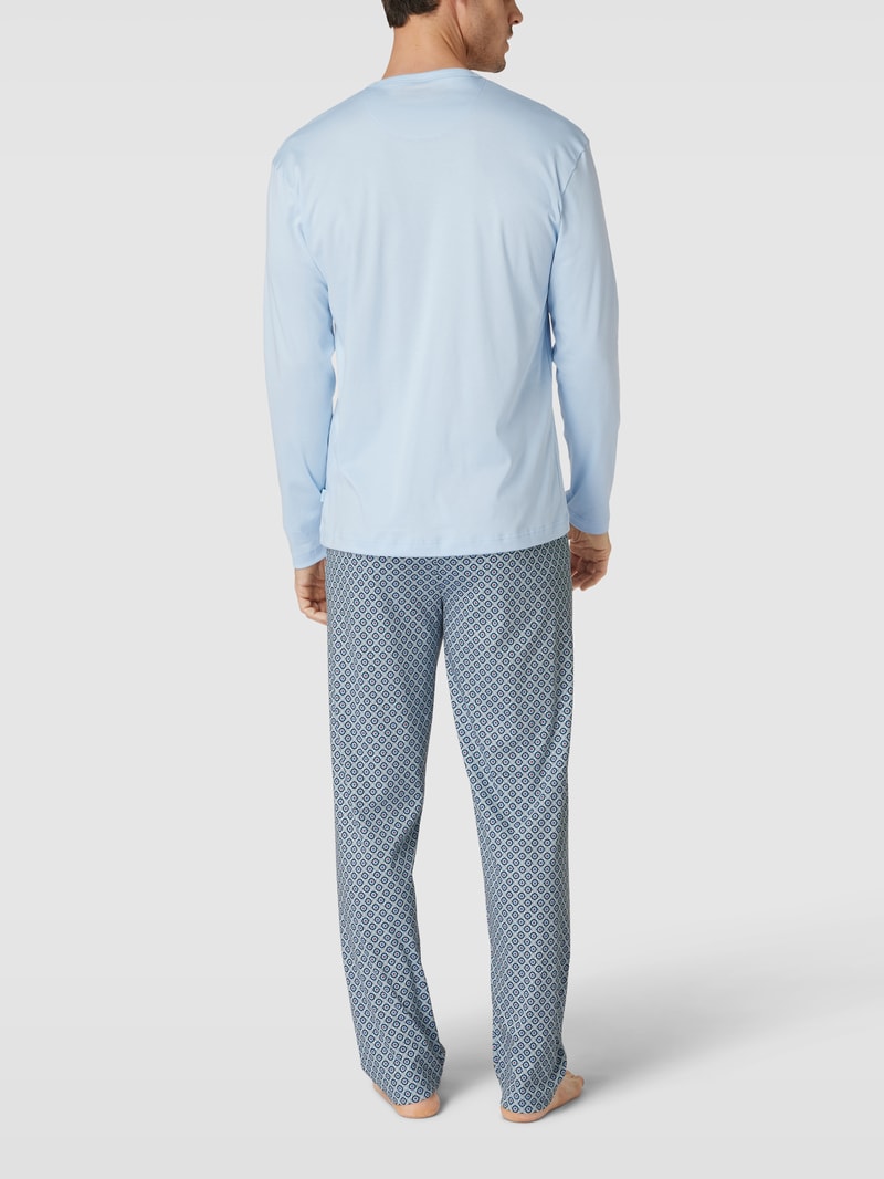 Pyjama mit Allover-Muster Modell 'RELAX' in hellblau