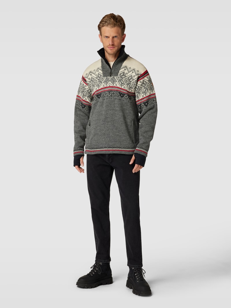 Strickpullover mit Stehkragen Modell 'Vail' in hellgrau
