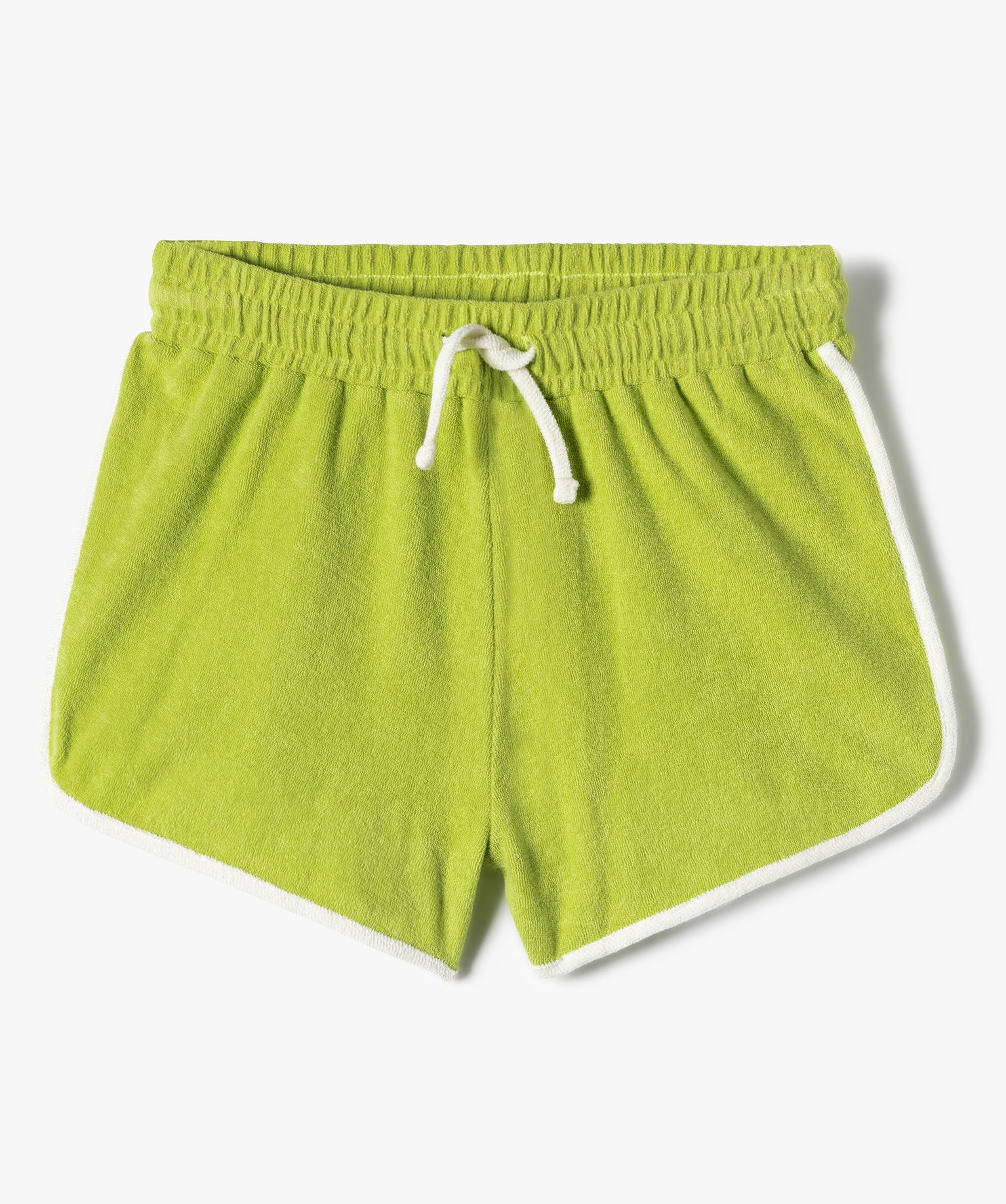 Short de plage fille en éponge avec finitions contrastantes vert | GEMO
