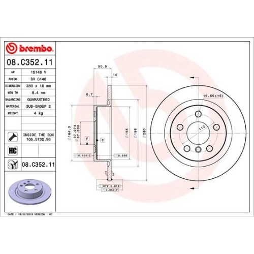 08.C352.11 BREMSSCHEIBE BREMBO HA  VP2 - ATU