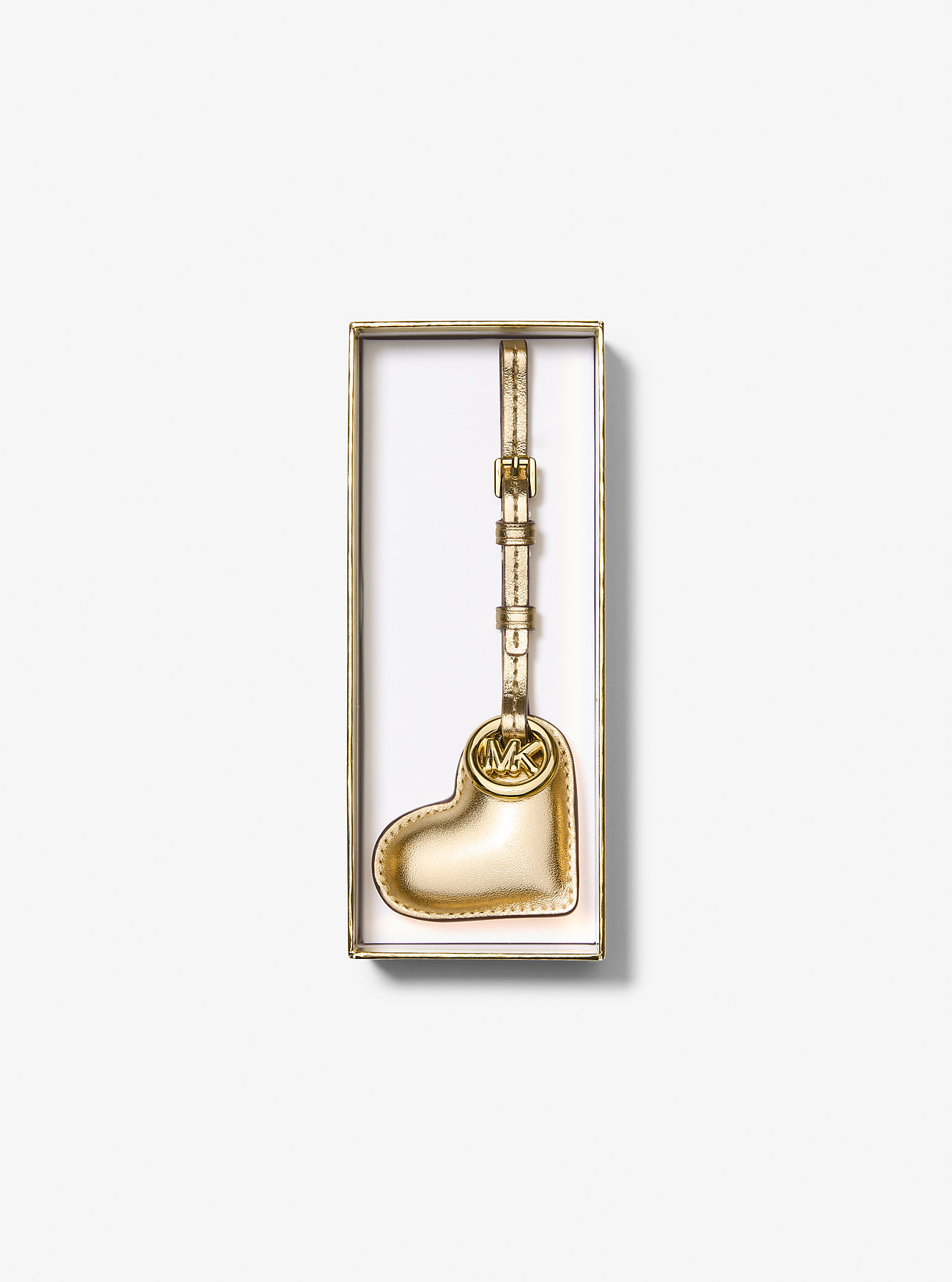 Metallisk Puffy Heart Leather Bag Charm - BLEKEGYLL