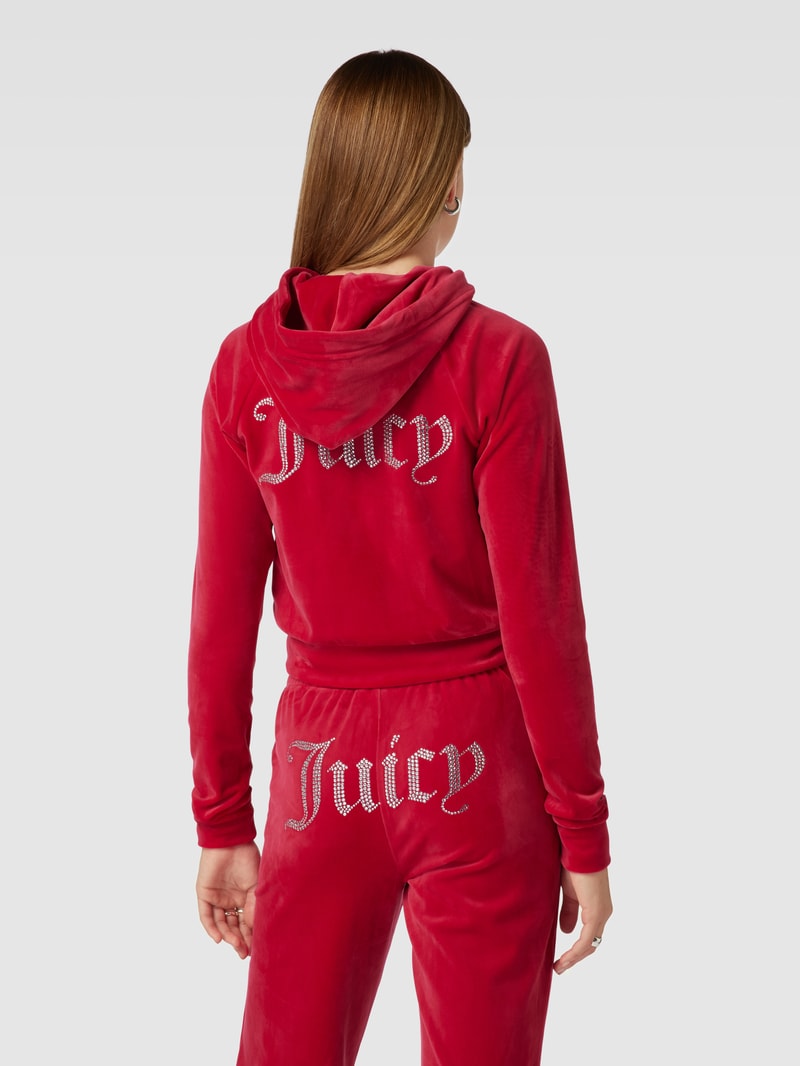 Sweatjacke mit Ziersteinbesatz Modell 'MADISON' in pink