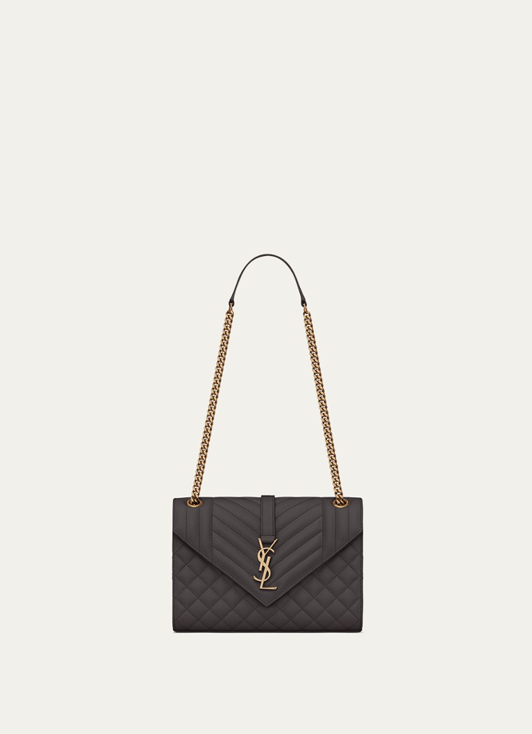 Saint Laurent -kirjekuorilaukku, keskikokoinen tikattua vasikannahkaa