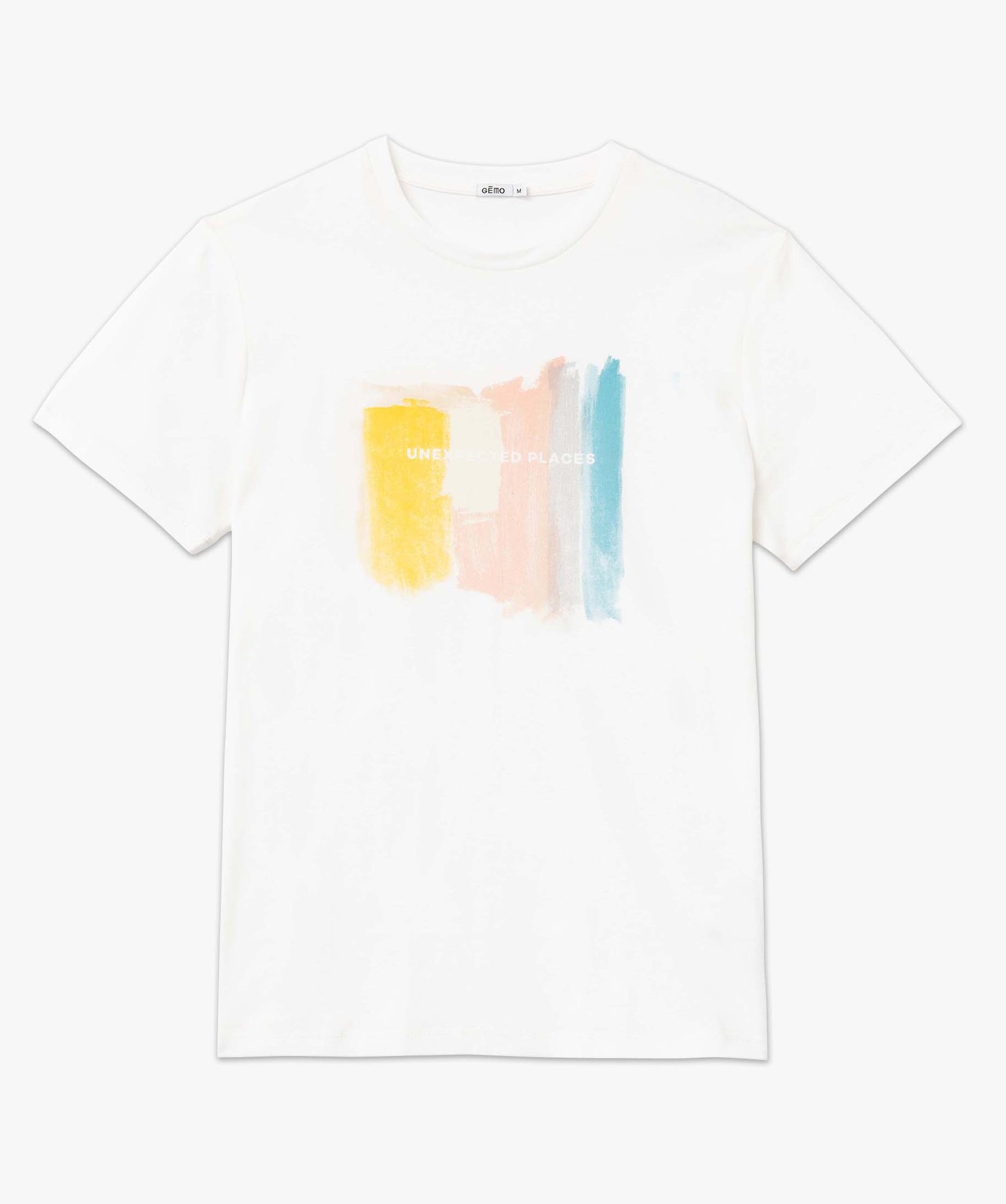 Tee-shirt homme à manches courtes et motif abstrait blanc | GEMO
