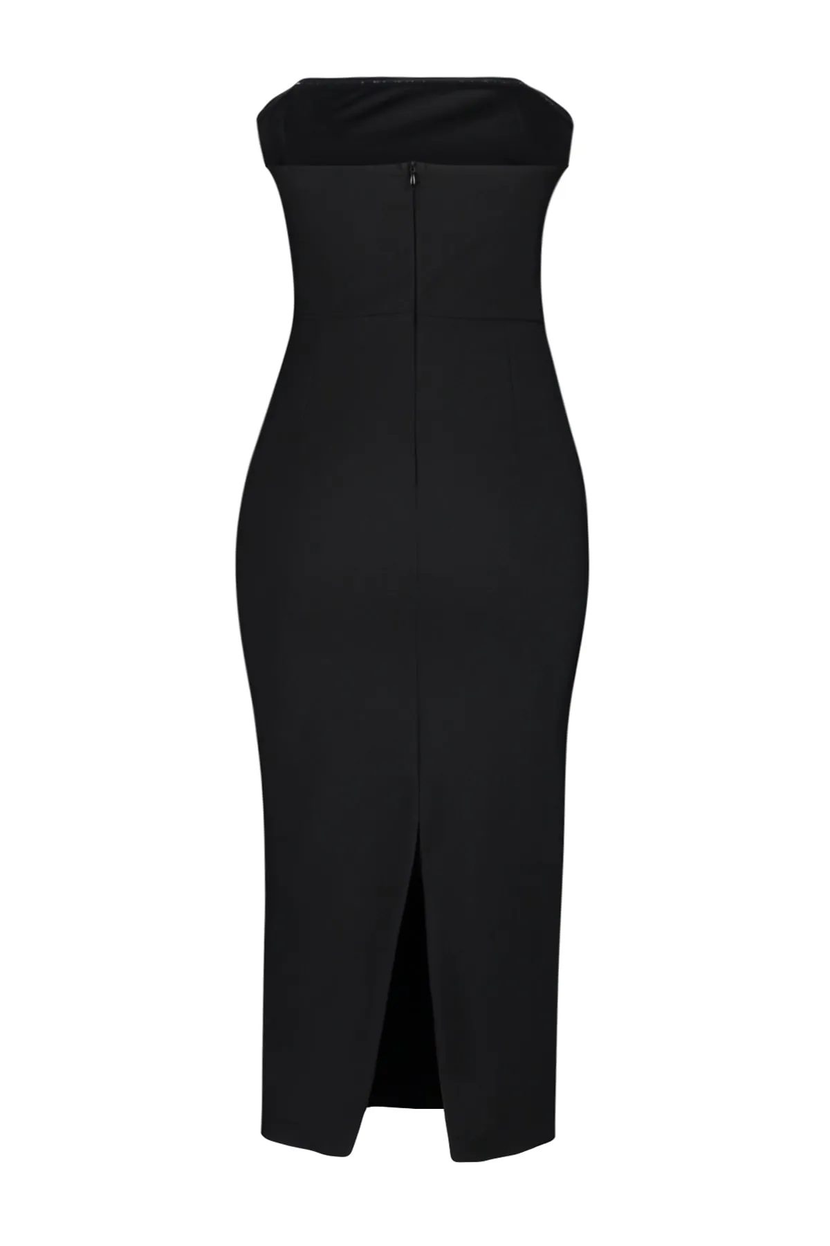 Trendyol Collection  Schwarzes, figurbetontes, gewebtes, gefüttertes, glänzendes, steinfarbenes, elegantes Abendkleid TPRSS23EL00476