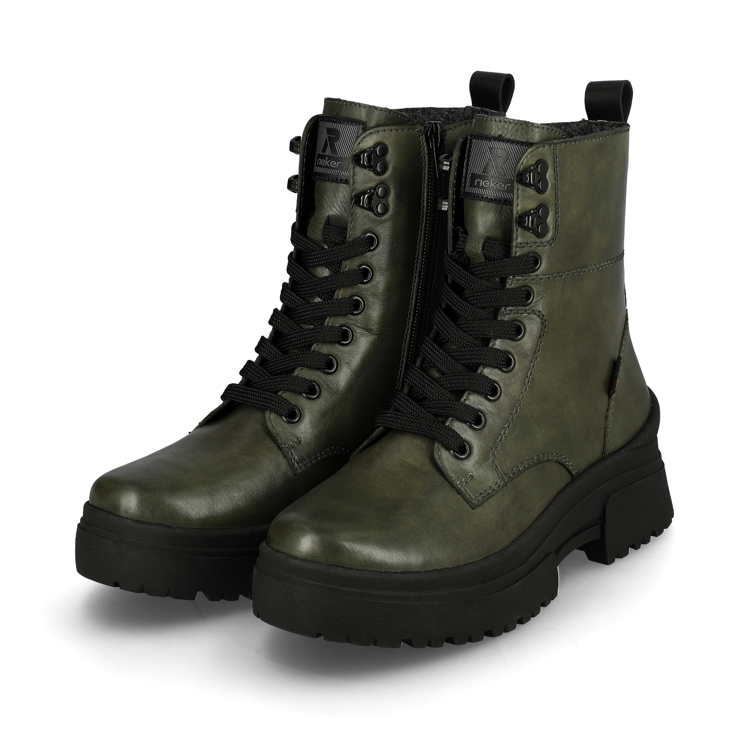 Rieker Damen Schnürstiefel army-green black