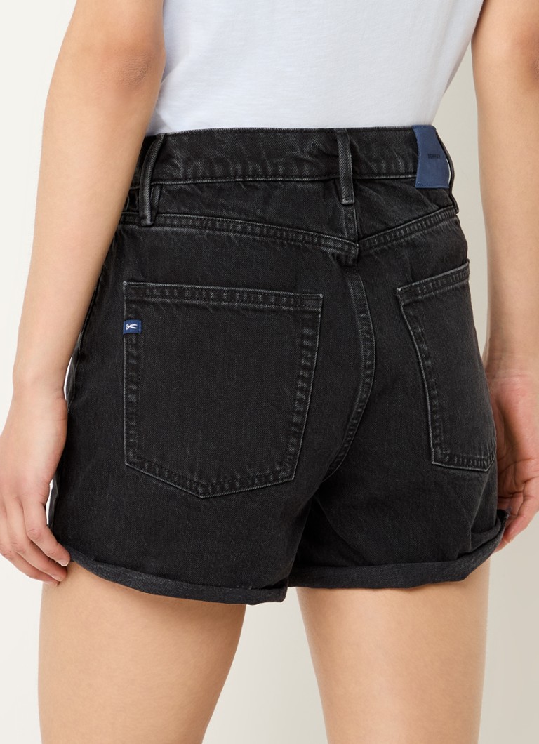 Denham Rini, pantaloni scurți din denim cu talie înaltă și croială dreaptă