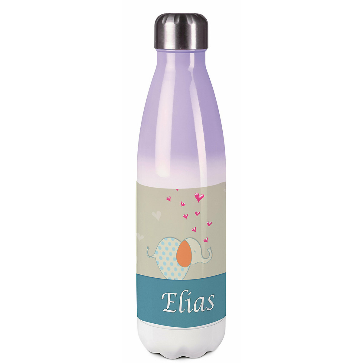 Edelstahl Kinder Thermoflasche / Trinkflasche bunt Elefant Farbe blau orange Spülmaschinenfest, Auslaufsicher, Bruchfest, Doppelwandig, Für Heißgetränke geeignet, Mit Deckel, Isoliert