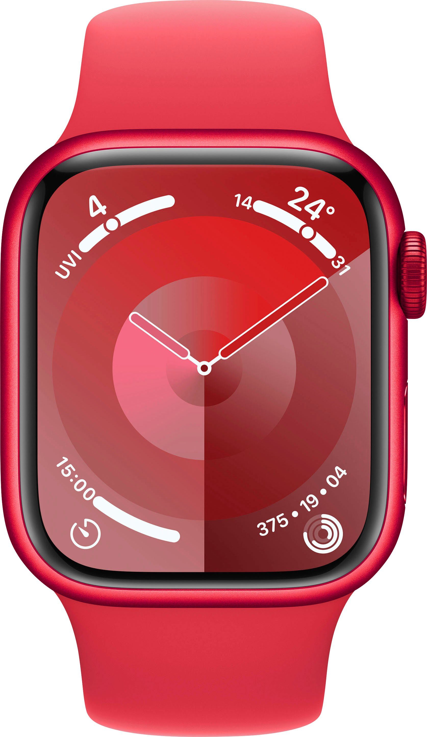 Apple Watch Series 9 GPS + Cellular Smartwatch (4,1 cm/1,6 Zoll, Watch OS 10), Sport Band