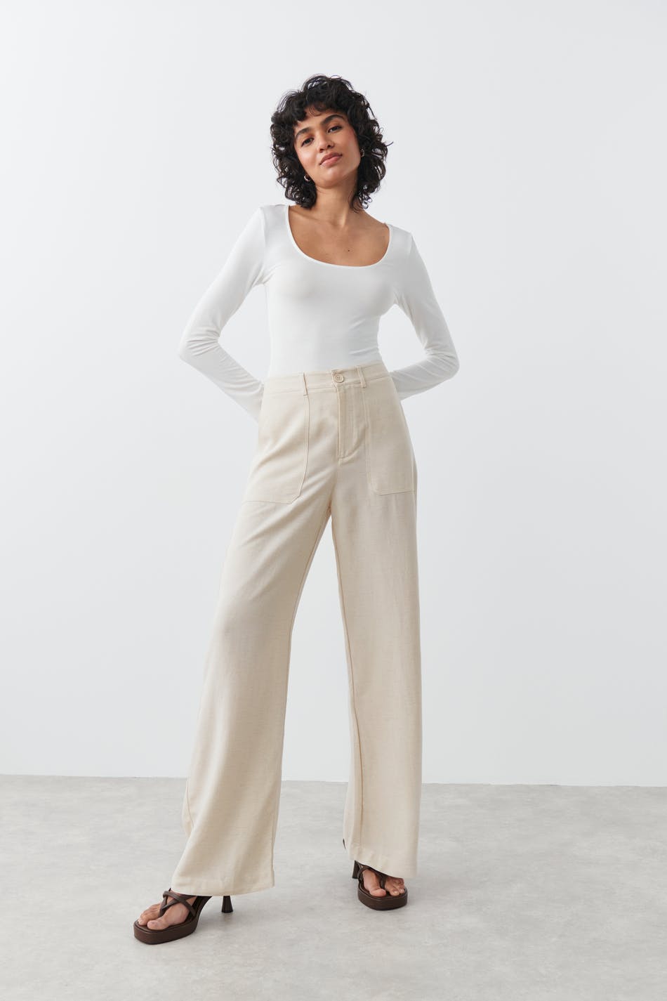 Linen blend trousers