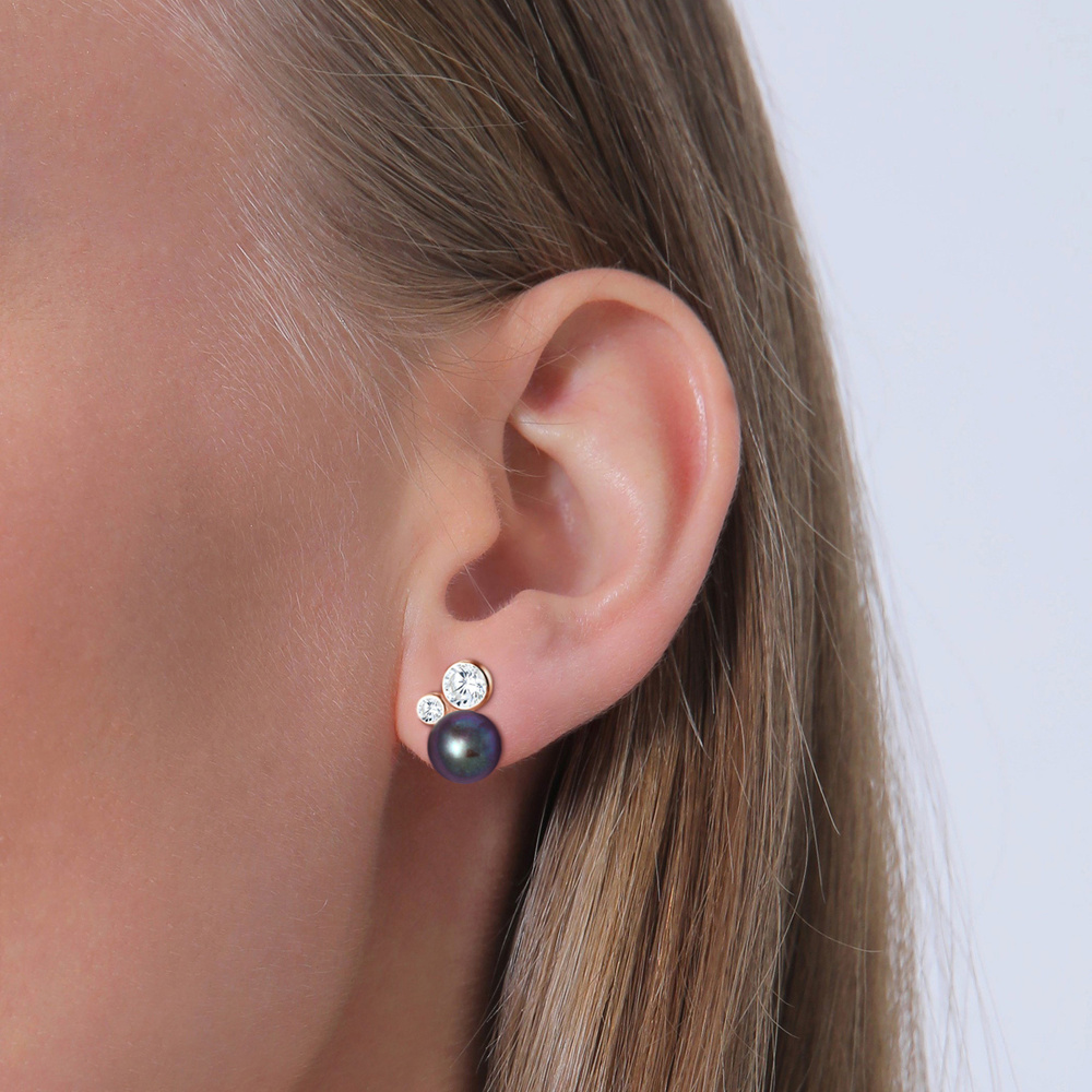 Elli Elli Boucles d'Oreilles Süwasserzuchtperle Zirkonia 925 Silber ROSÉGOLD Boucles d'oreilles