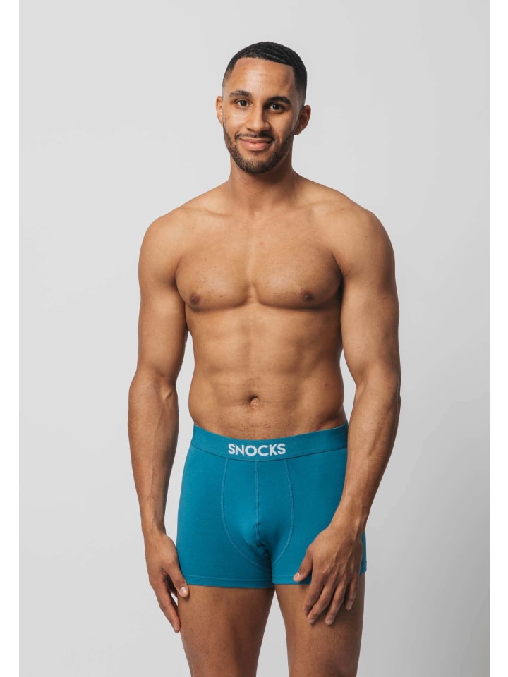 SNOCKS Boxershorts aus Bio-Baumwolle 6 Stück in Mix (Türkis/Hellblau/Hellgrau) günstig kaufen S