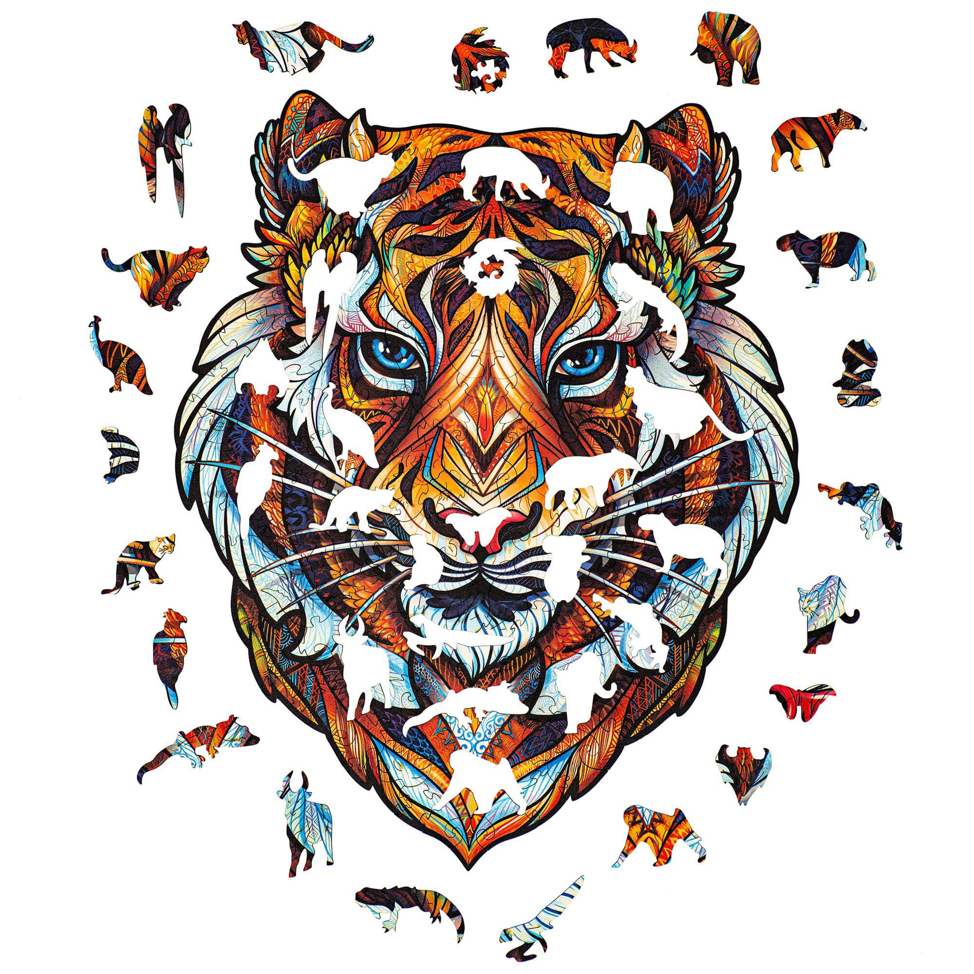 Unidragon Puzzle Unidragon Lieblicher Tiger Holzpuzzle, 104 Puzzleteile