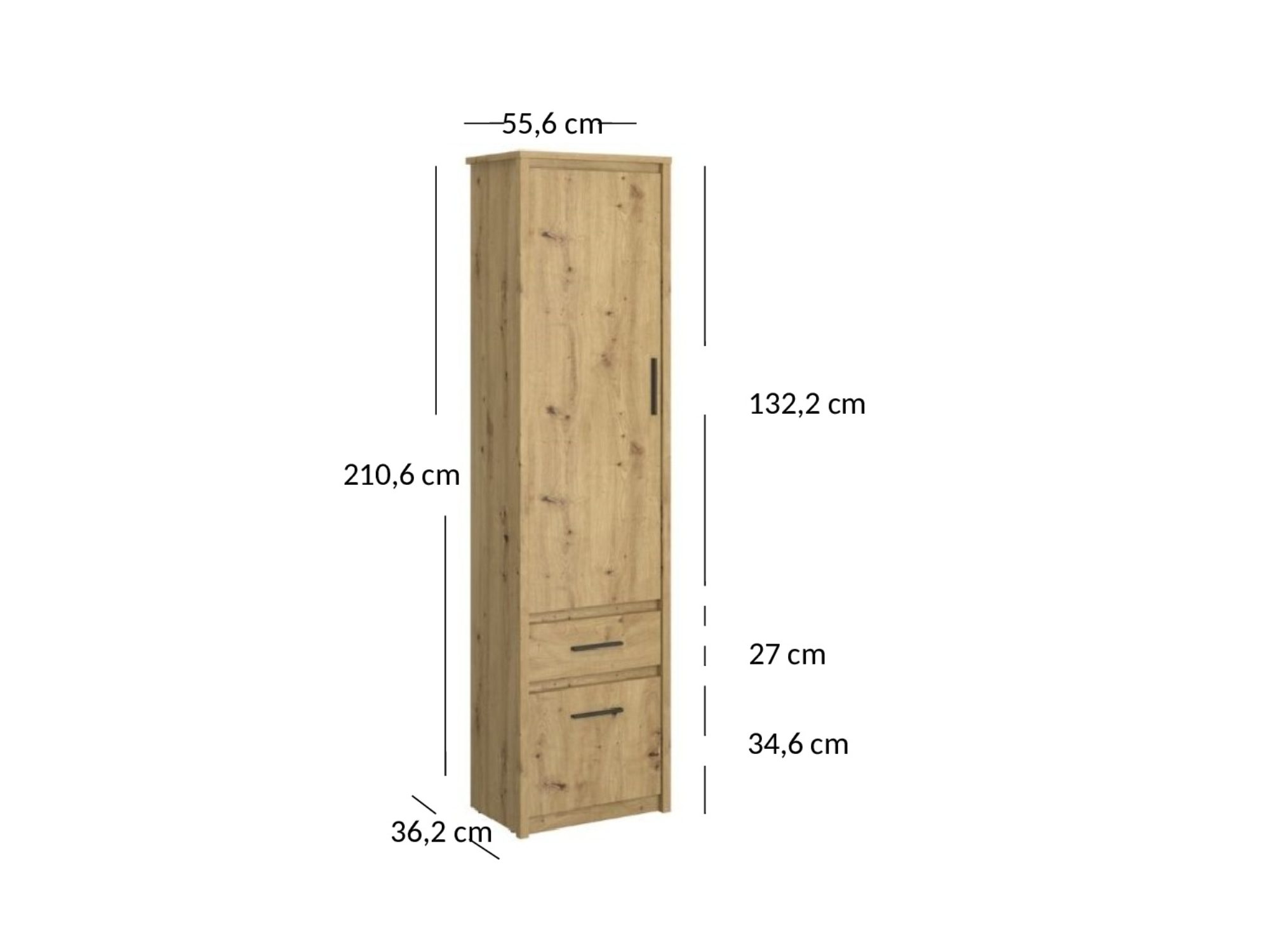 OK-Living CD-Regal Ayleen, Artisan-Eiche, 56 x 211 cm