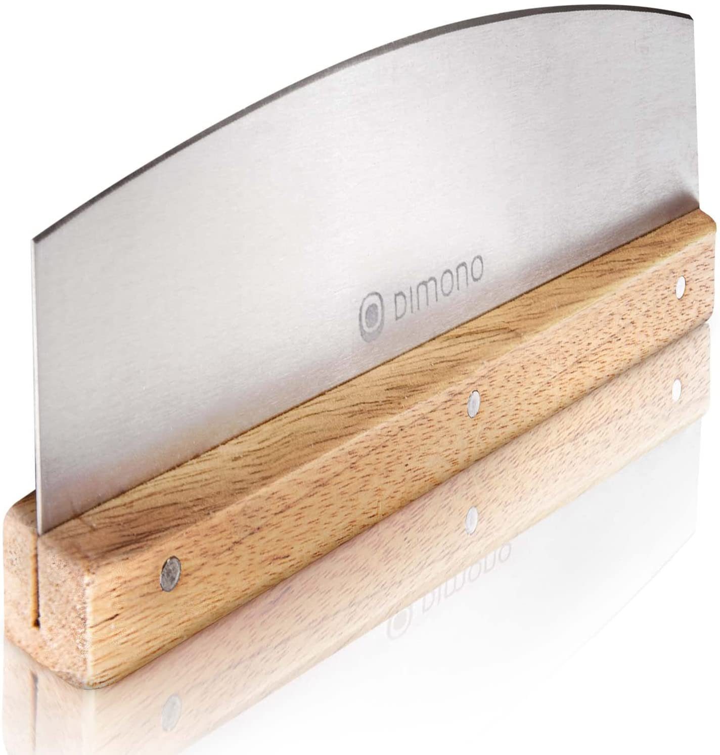 Dimono Pizzamesser Profi Pizzaschneider Wiegemesser Kräuter-Schneider Cutter mit Holz-Griff
