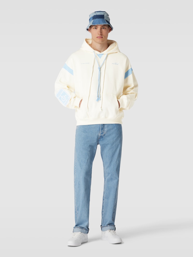 Hoodie mit Label-Stitching in offwhite