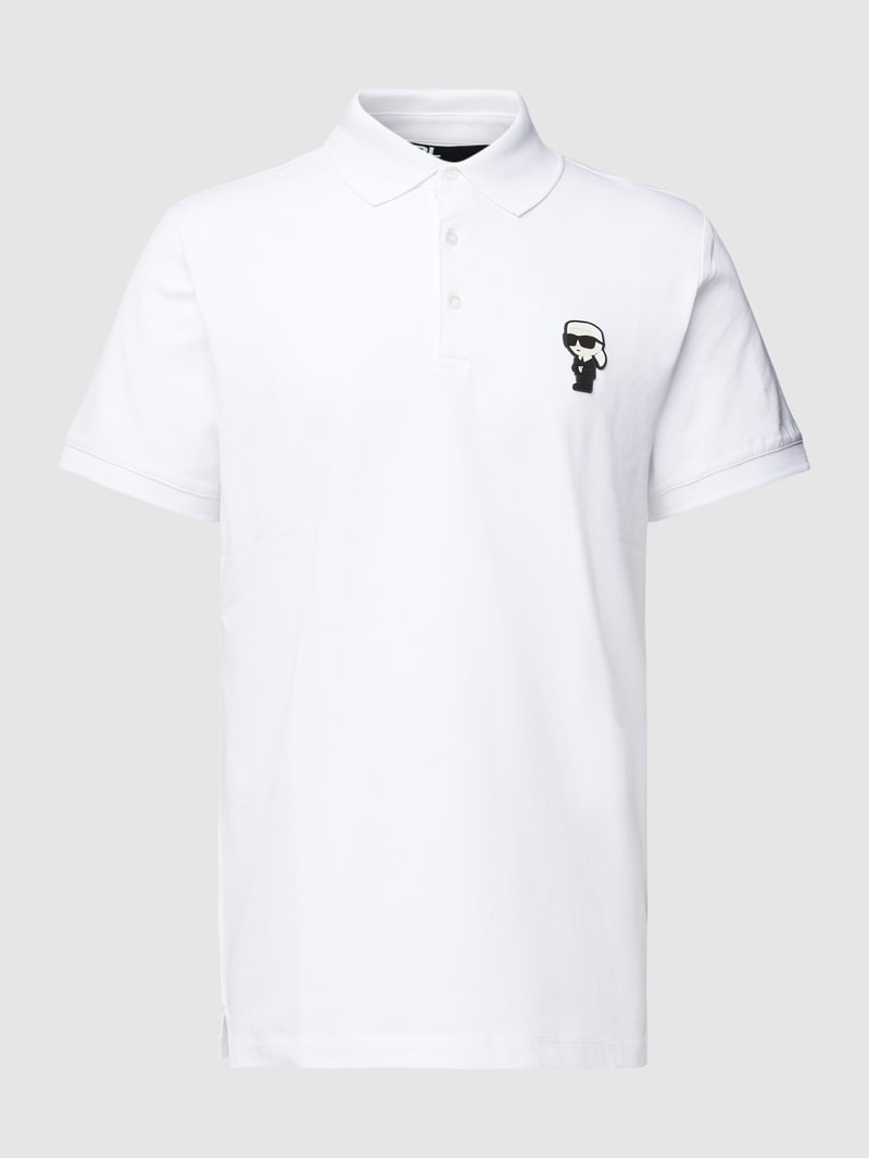 Poloshirt mit Motiv-Patch in weiß